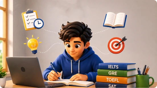 Student studying for entrance exams